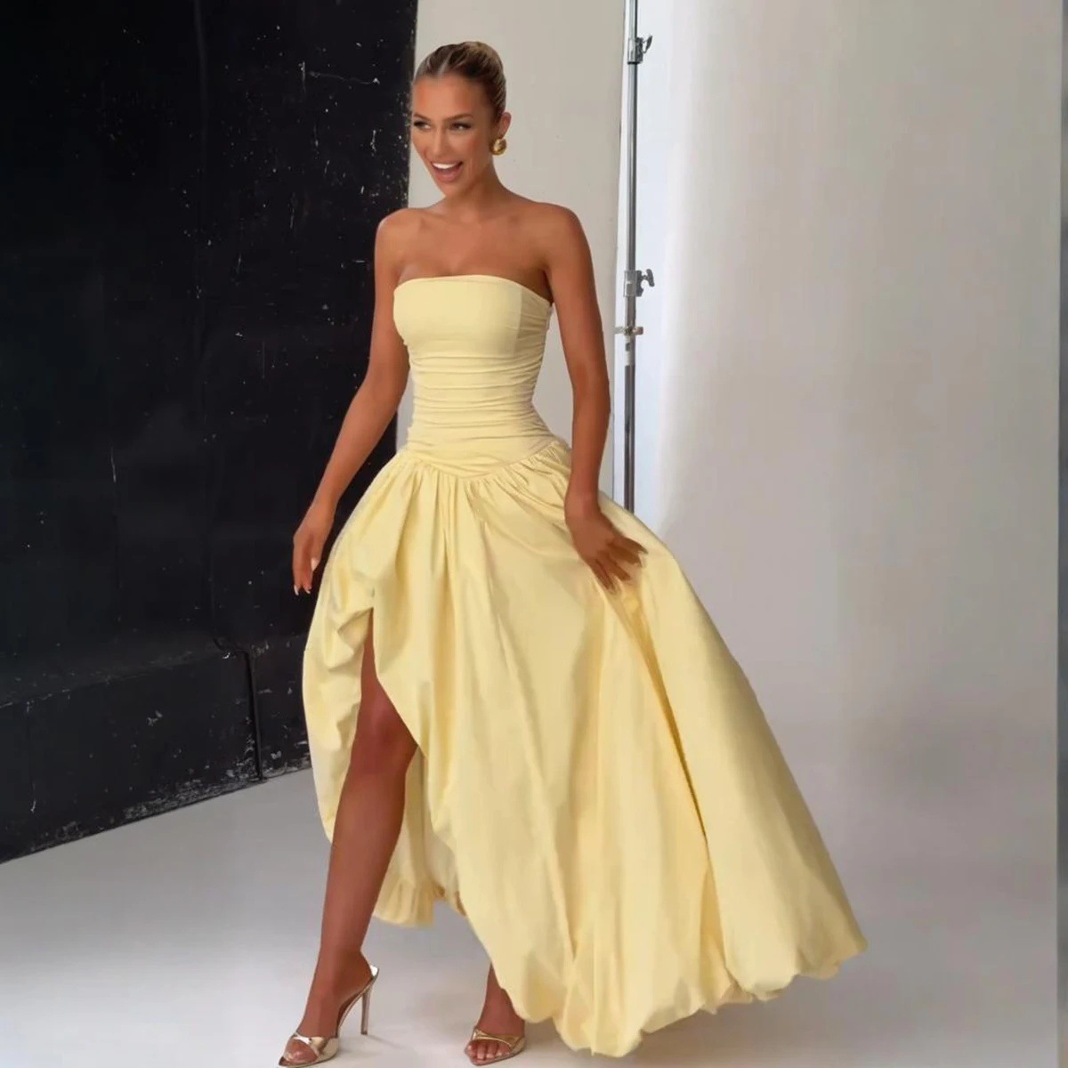 Strapless Bubble Skirt Dress Aliexpress Sexy Backless Long Satin Dress 2025 Elegant High-End Dress