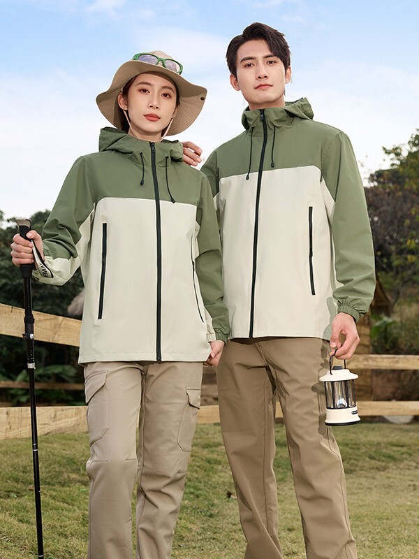 户外冲锋衣定制logo拼色连帽外套户外登山服风衣工作服春秋中薄款|undefined