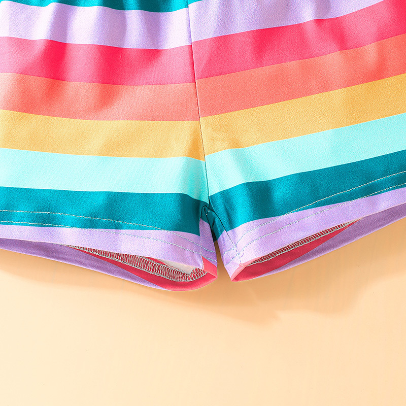 High Waist Straight Wide-leg Rainbow-colored Children's Shorts display picture 2