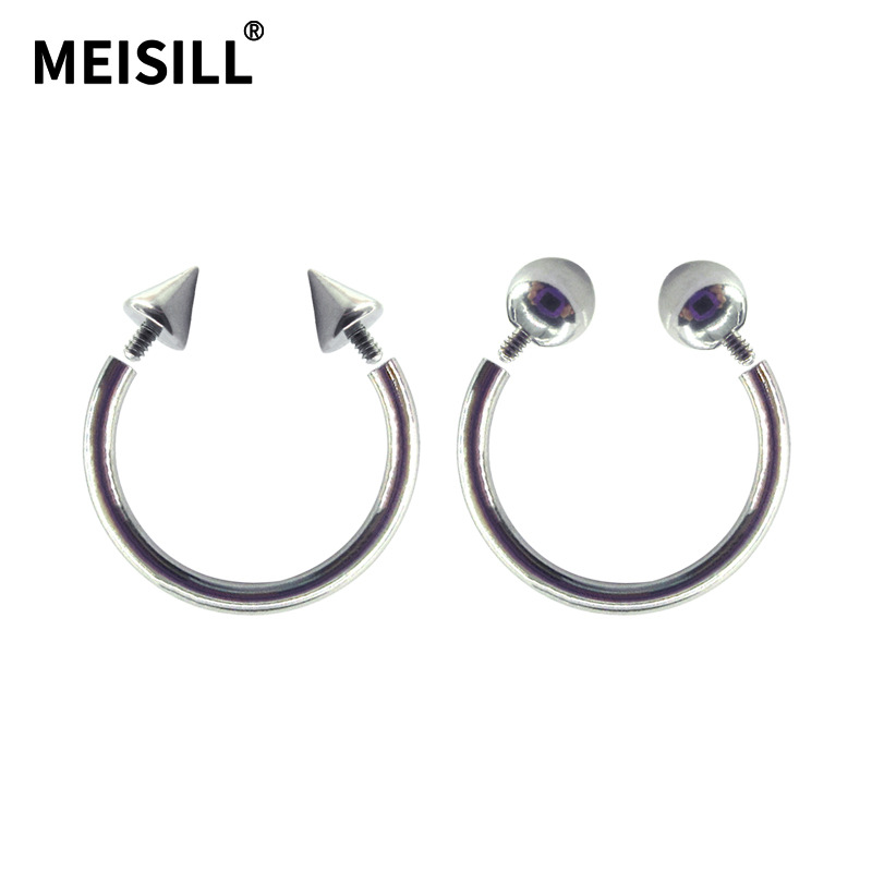 Meier Stainless Steel Internal Tooth Horseshoe Ball Tip Internal Thread C Rod Nose Ring Internal Tooth Nipple Ring Jewelry Factory Direct Batch