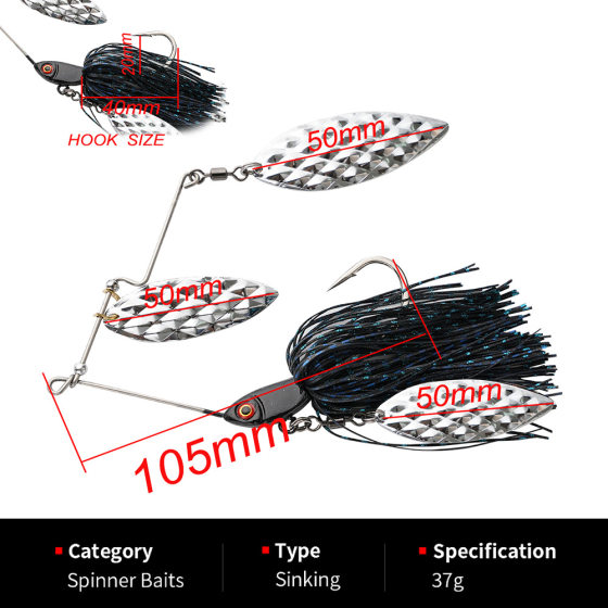 TEUKIM Composite Sequins 37g Luya Bait Fake Bait Lead Hook TOMAN Dorman Noise Beard