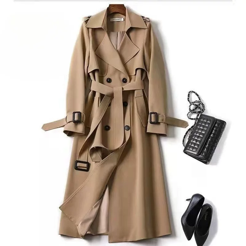Длинное осеннее trench coat, середина длины, корейский стиль, плюс размер, для подростков, британский стиль, оптовая продажа