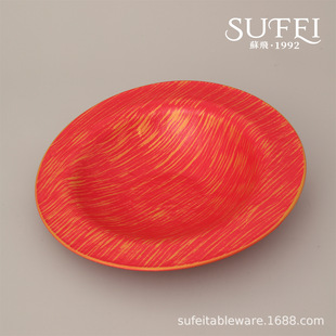 Su Fei Kiln Change Reinforced Ceramics New Rongji Big Brand Tableware High-class Banquet Frosted Red Plate Bowl Cup Spoon Club