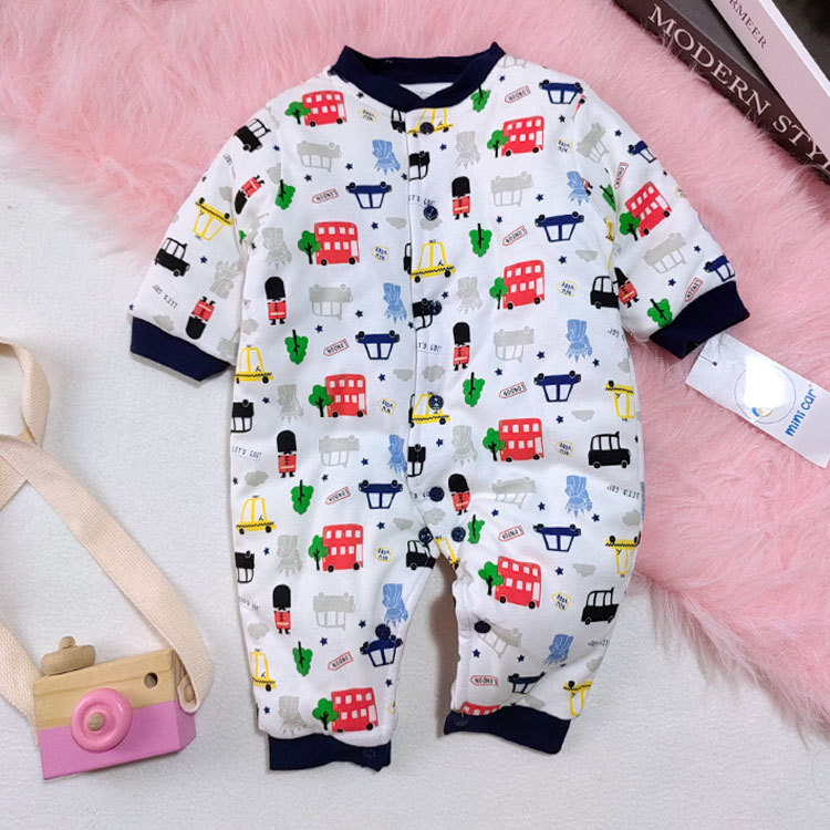 婴幼儿加厚连体衣新生儿冬季哈衣宝宝保暖厚款不包脚爬服童装批发