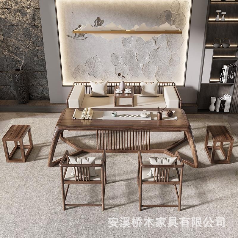 無垢材のティーテーブルフルセット新しい中国風のオフィスティーハウスティーハウスのおもてなしティーテーブルと椅子ホームバルコニーカンフーティーテーブル|undefined