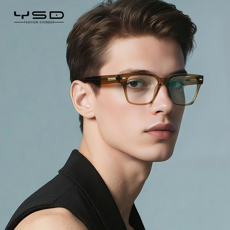 Ls035 New Anti-Blue Light Flat Mirror Tr Frame Plate Propionic Acid Leg Retro Square Frame Versatile Frame Glasses for Men Wholesale