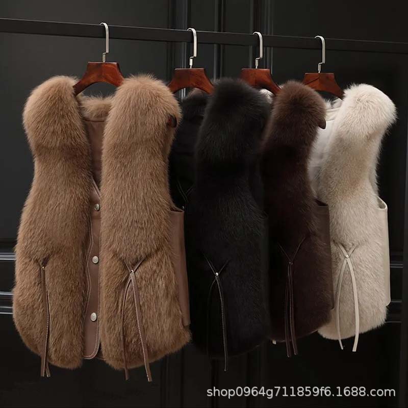 2026 Haining Autumn/Winter New Style Fox Fur Faux Fur Vest Women's Casual Fur Jacket Non-Shedding