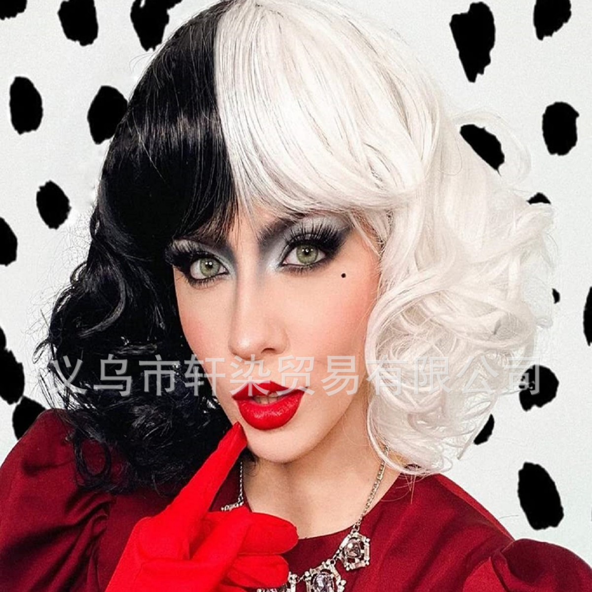 New product wig 101 spots dog wig icon black and white wig…