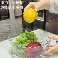 网红款日式金边沙拉碗塑料PET家用大容量水果蔬菜糖果零食甜品碗