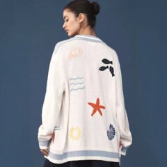 2025欧美跨境时尚新款日常休闲通勤宽松长袖针织海星开衫外套
