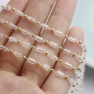 14K package gold plated color crystal Zircon square tube chain Handmade chain diy handmade jewelry accessories material