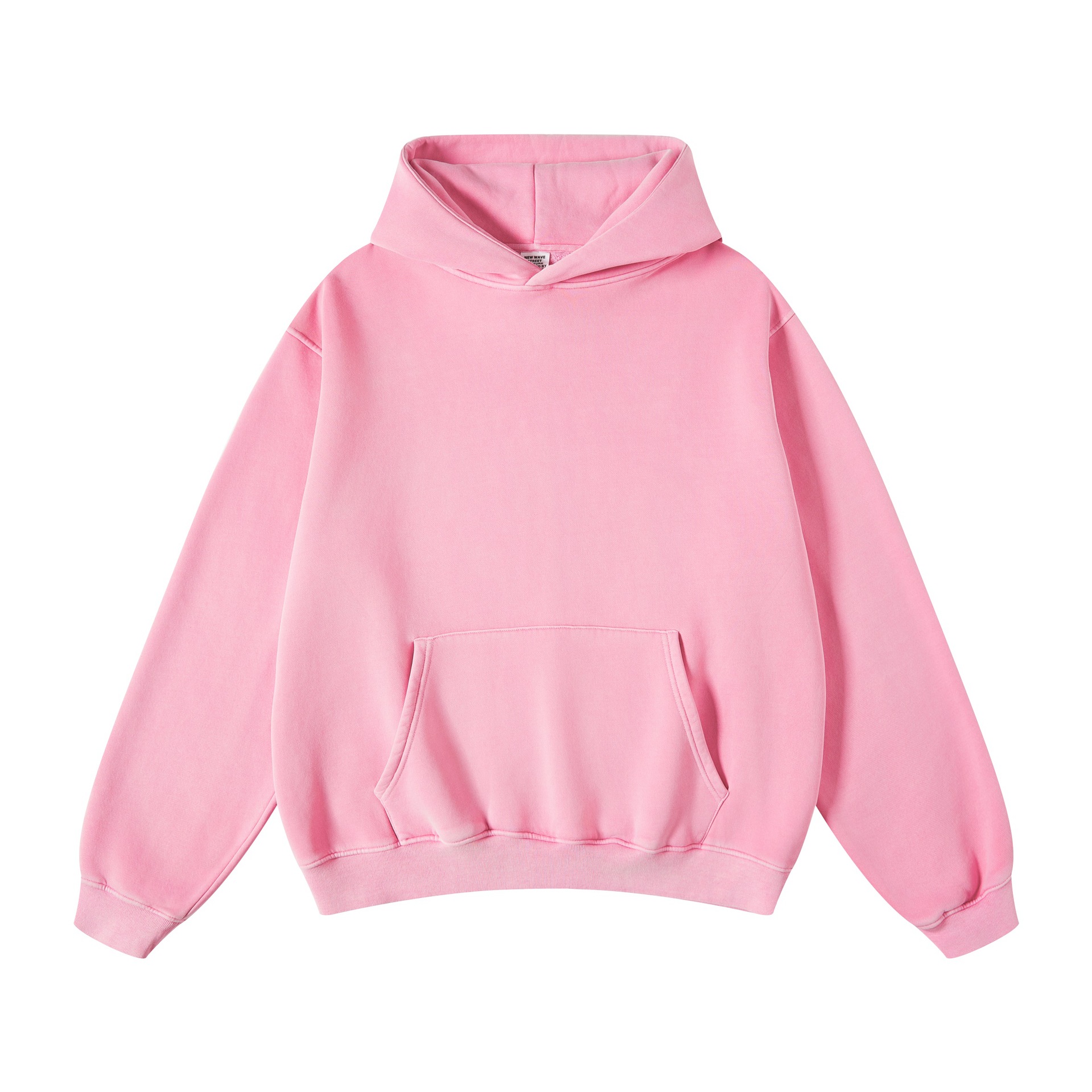 Men's Clothing high street autumn and winter heavy washed green grain plus velvet hooded sweatshirt_voghion.com