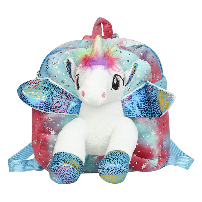 Kindergarten niños de dibujos animados peluche juguete mochila unicornio pequeña bolsa comercio exterior