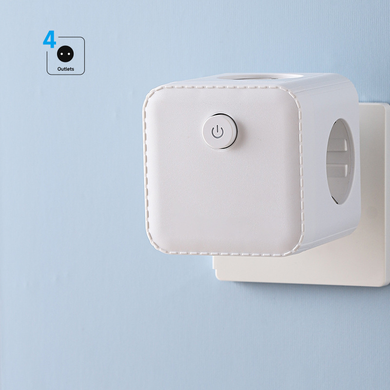 European Standard USB Cube Socket With Night Light/time Display/converter, Compact Multi-functional Power Strip For Home_voghion.com
