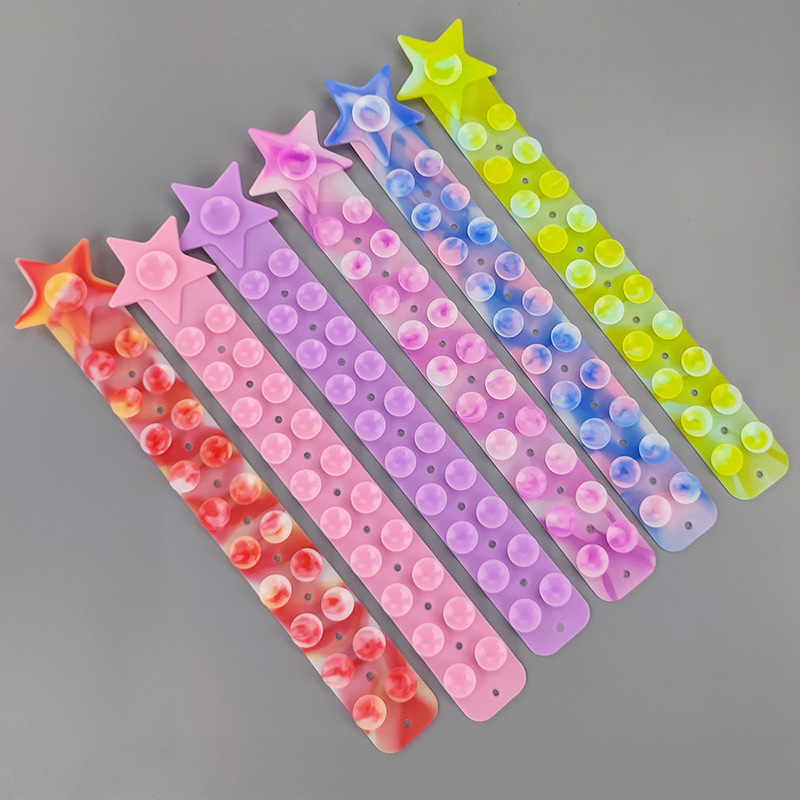 tiktok同款 儿童玩具解压硅胶吸盘解压条硅胶贴减压硅胶手环