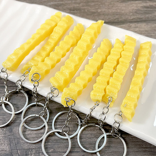 Simulation food keychain pvc wolf tooth potato pendant dual-use food model fun key pendant wholesale