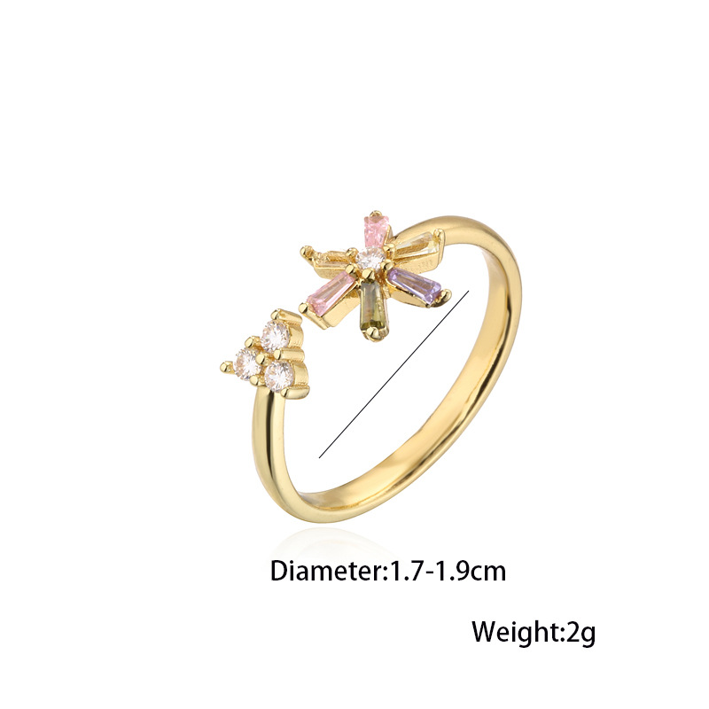 Wholesale Jewelry Copper Plated Micro-inlaid Flower Zircon Ring Nihaojewelry display picture 1