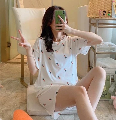 Pijamas mujeres verano suelta más tamaño dulce lindo estudiante pantalones cortos de manga corta se puede usar fuera estilo coreano desgaste del hogar traje