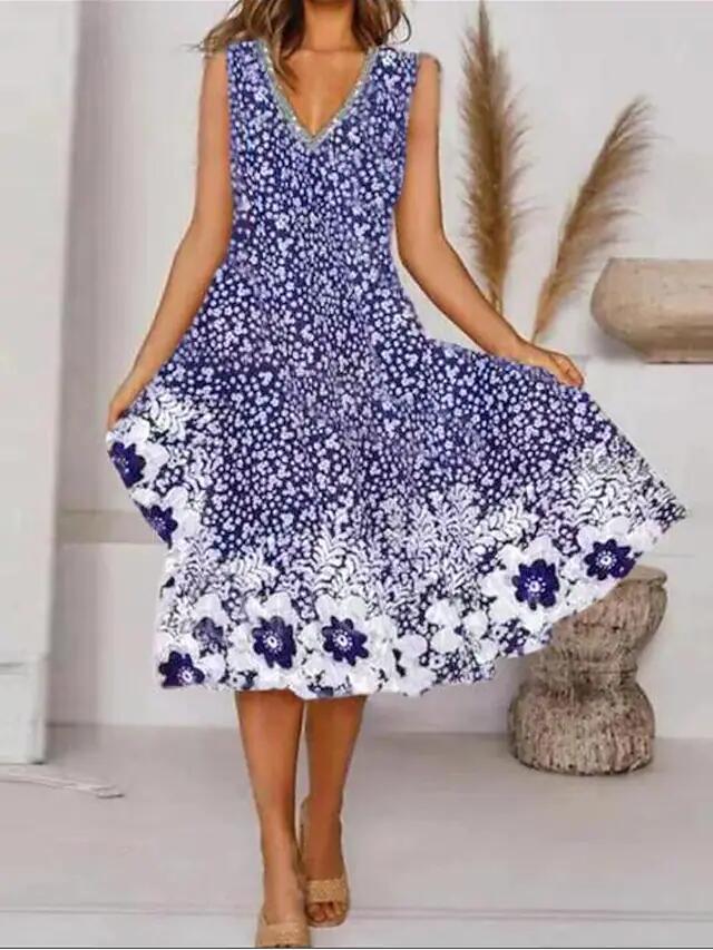 2022 Amazon Independent Station AliExpress New Women's Dresses Multicolor Flower Print Women's Dresses