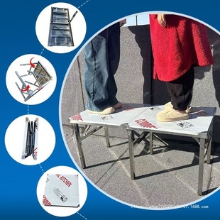 Thickened Stainless Steel Folding Table Simple Stall Multi-Functional Mobile Portable Operating Table Car Outdoor Workbench