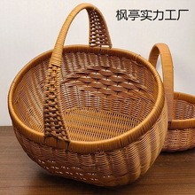 新纯手仿藤编织水果篮购物篮提篮鸡蛋手提菜篮子纳采摘野餐