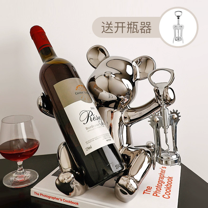 Креативные украшения для винных стеллажей, доступная роскошь и высококачественный держатель для вина с жестоким медведем, винный шкаф, украшения для украшения гостиной, высококачественные изделия.
