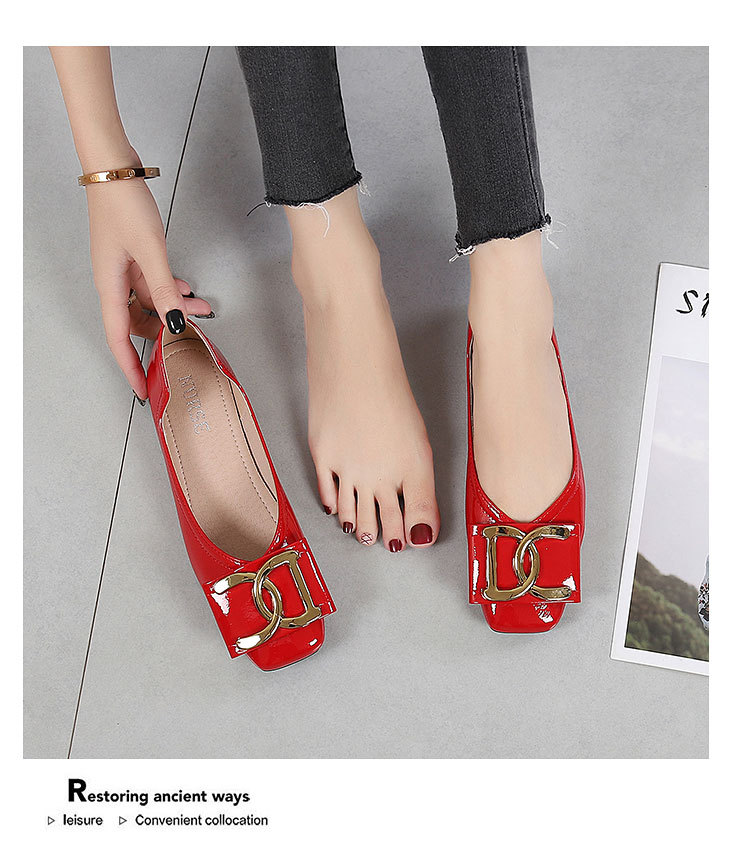 Women's Flat Shoes For Women Square Toe Low Heel Casual Work Shoes_voghion.com