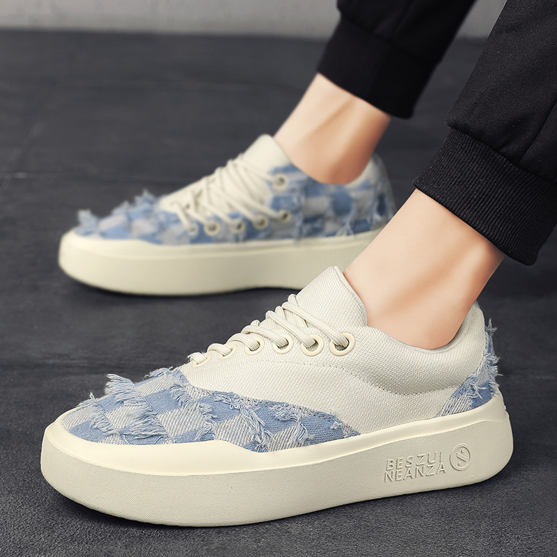 2024 autumn new men's low top canvas shoes Korean style trendy student skateboard shoes live sports casual men's shoes_voghion.com