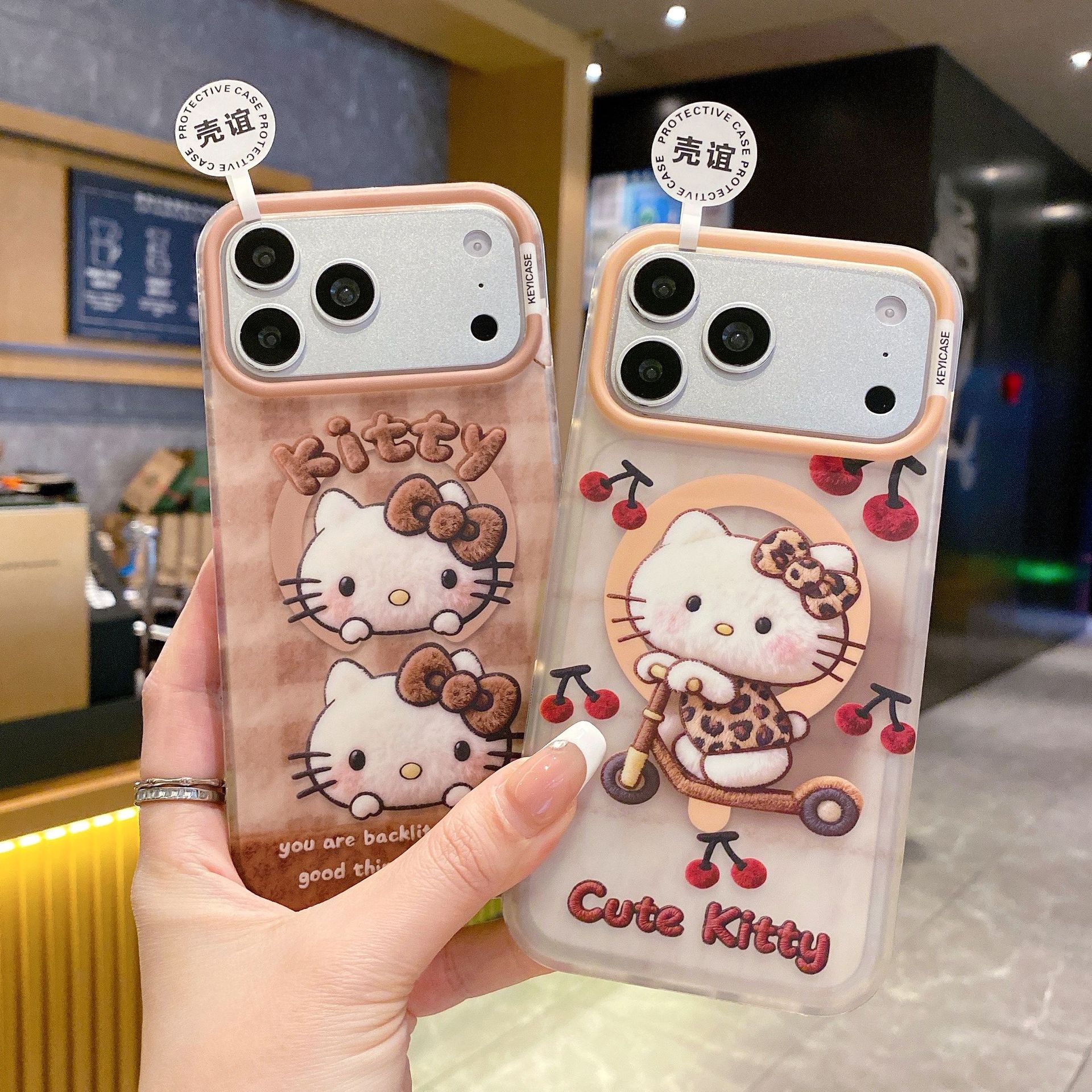 Funda para teléfono con diseño de gato KT, tacto de piel, compatible con Apple 17 Pro Max, iPhone 16, modelo popular, magnética 15P, estilo coreano 14/13