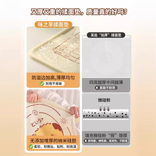 Silicone kneading mat food-grade dough thickened household panel dumplings dough plastic rolling mat chopping board