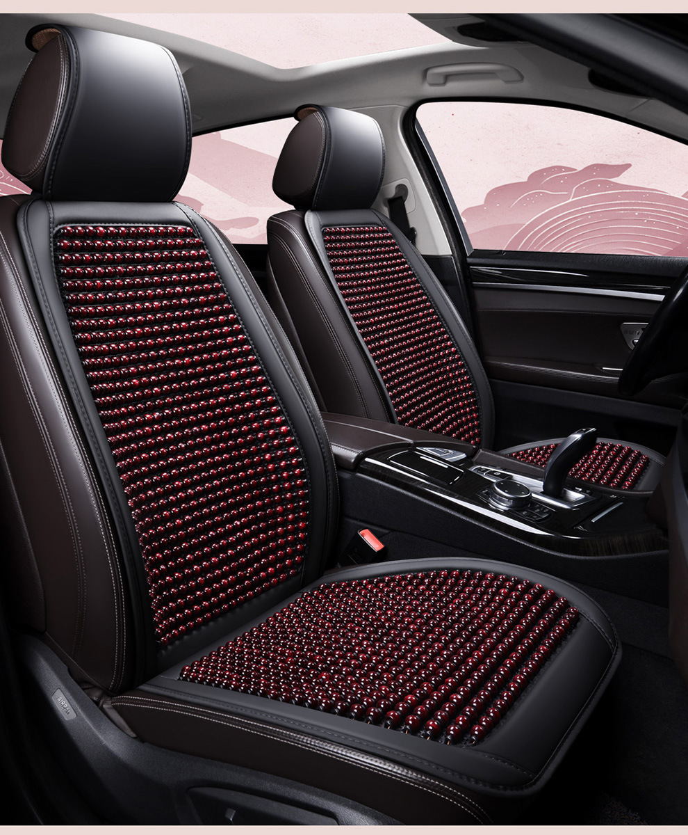 Car Seat Cushion Summer Cooling Pad Wooden Beads Ventilation Seat Cushion Cool Ice Silk Breathable All-Season Universal Car Seat