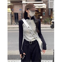 美式辣妹卫衣女秋季2025新款设计感修身长袖T恤撞色开衫短款上衣