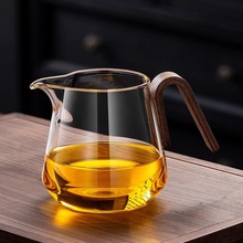 新款木把玻璃公道杯耐热加厚茶叶过滤分茶器茶漏家用高档玻璃茶具
