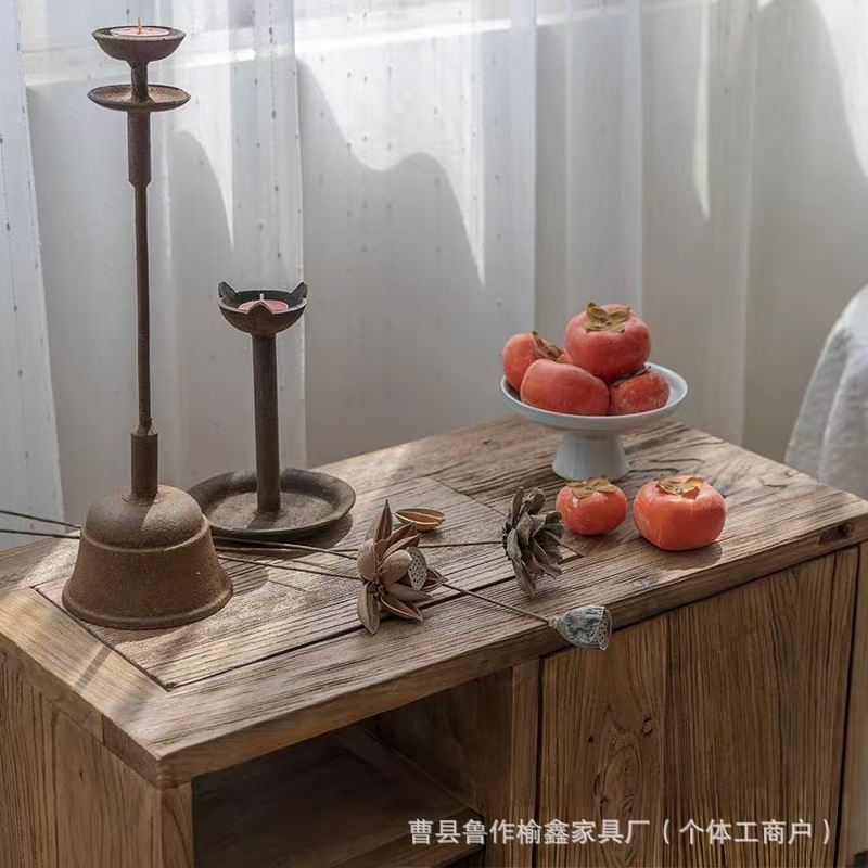 中式老榆木餐边柜靠墙茶水台边柜民宿玄关储物柜家用客厅收纳边柜|undefined