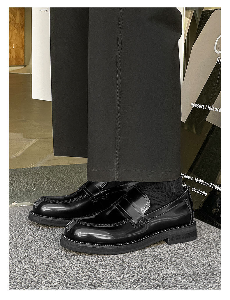 Mocassini casual da uomo ShoeVault in pelle con suola spessa, stile britannico alla moda, slip-on con rialzo, adatti per il lavoro e l'ufficio_voghion.com