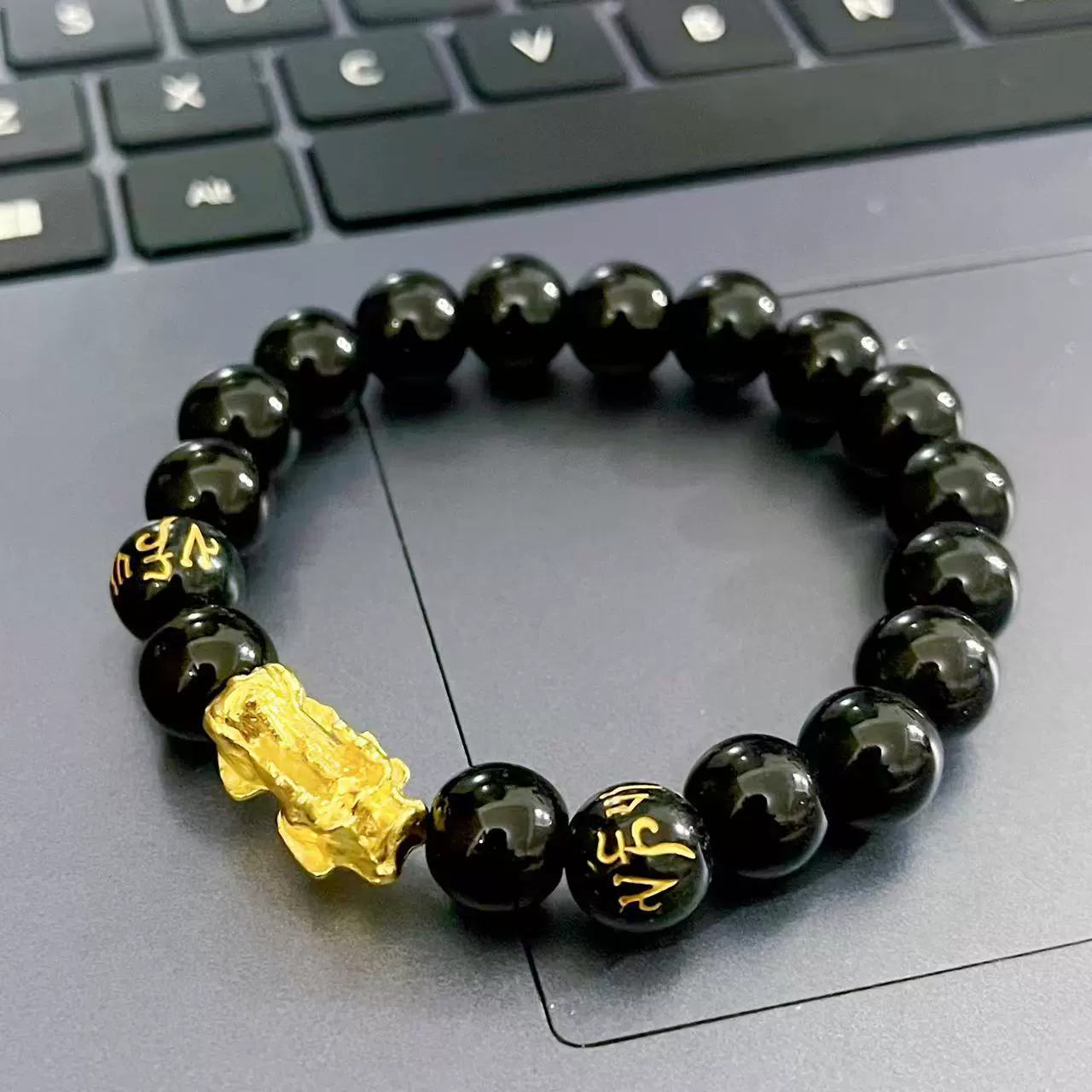 Браслет Пиксиу с имитацией обсидиана, шестисложная мантра Пиксиу, белый нефрит, уличный ларек, нефритовый браслет, модель для прямой трансляции, производитель Иу