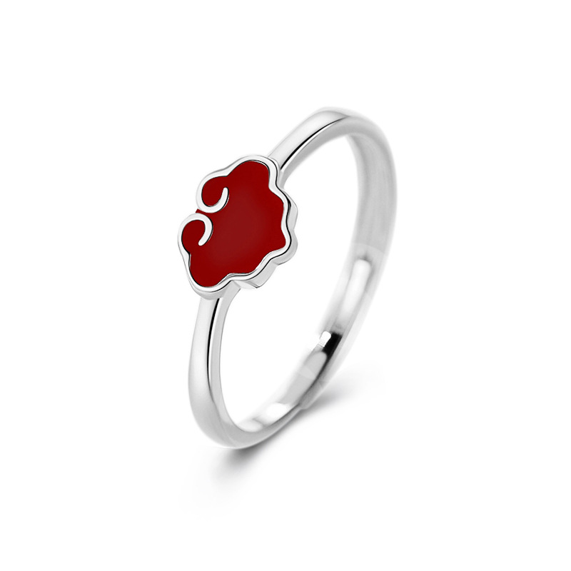 S925 plata esterlina Ruyi bloqueo anillo femenino retro nuevo estilo nacional anillo femenino rojo suerte nube abierto Ajustable dieta anillo de dedo