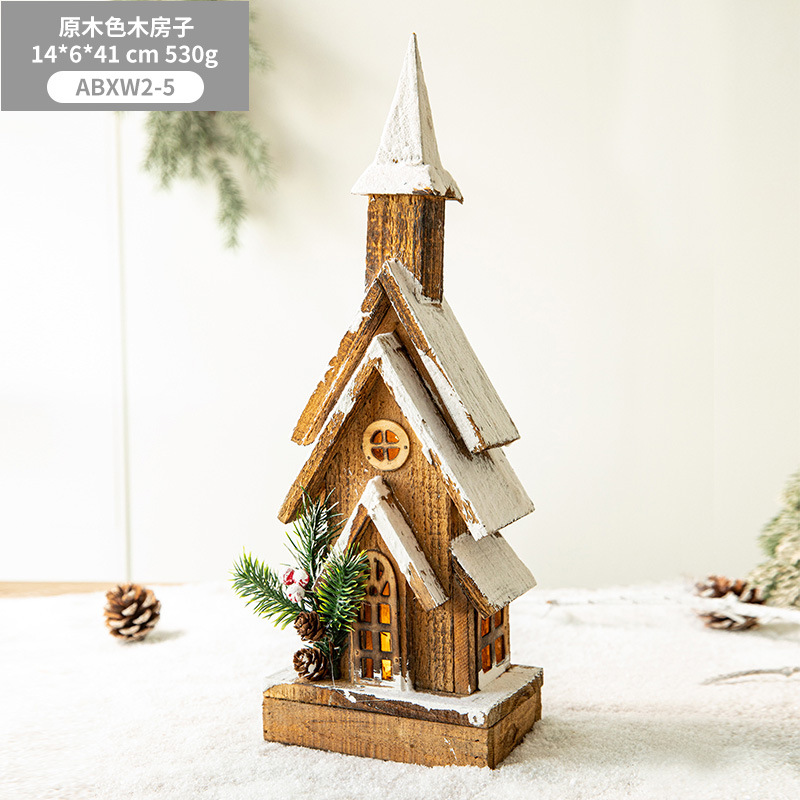 Nueva frontera Hong Kong Heng Navidad creativa madera nieve casa decoración escritorio decoración centro comercial ventana escena diseño