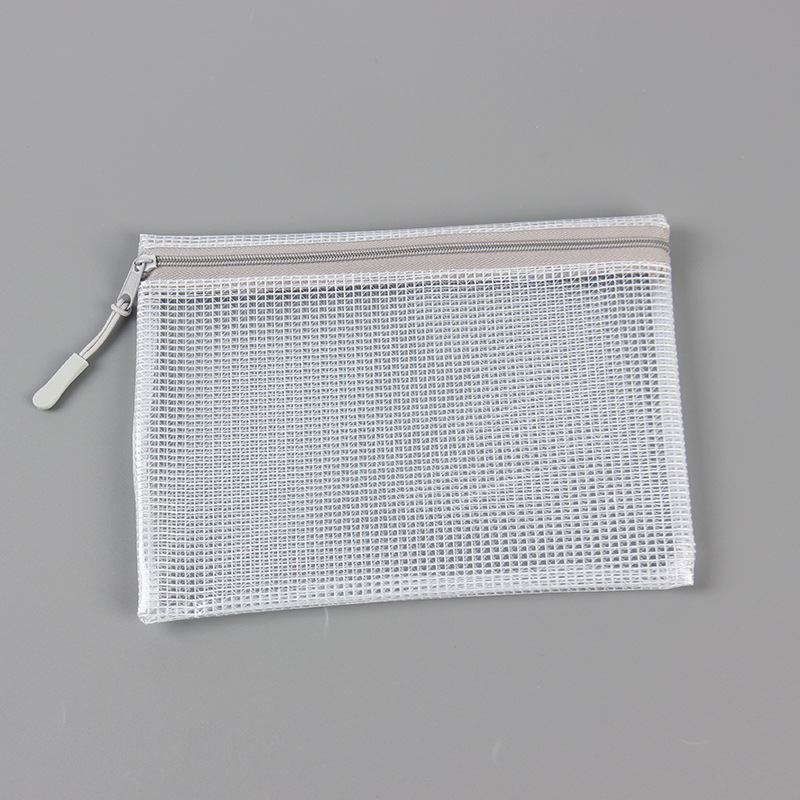 Bolsa de archivo de cremallera de malla de PVC al por mayor bolsa de archivo transparente de impresión multifuncional A4 bolsa de archivo de almacenamiento engrosada