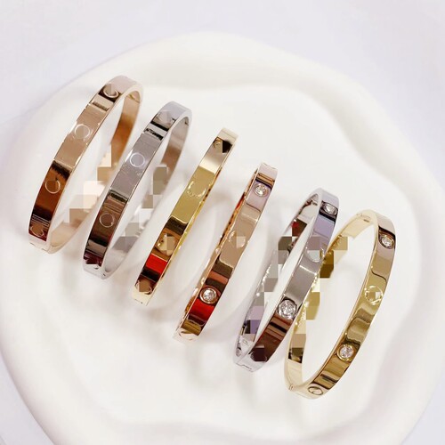 18K rose gold Kajia bracelet for women, non-fading, full of diamonds, one nail and one diamond, titanium steel bracelet for couples, mixed batch