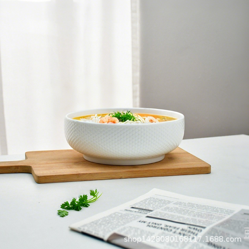 Cuenco de cerámica de alta temperatura de Dehua, pescado de repollo en escabeche, cuenco de sopa doméstica blanca, cuenco de sopa, cuenco de olla seca, cuenco de cerdo hervido con sangre peluda