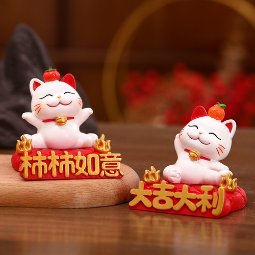 New creative lucky cat mobile phone holder desktop decorative resin crafts ornaments