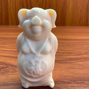 Ivory Fruit Carving Fu Pig Zodiac Pig Office Desktop Decoration Tea Pet Wen Play Handicraft Car Decoration