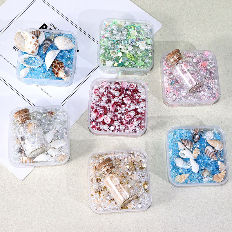 Bicai ミックス小物アクセサリー小さな貝殻巻き貝ガラスビーズパールフィラー diy 手作りミニウィッシングボトル|undefined