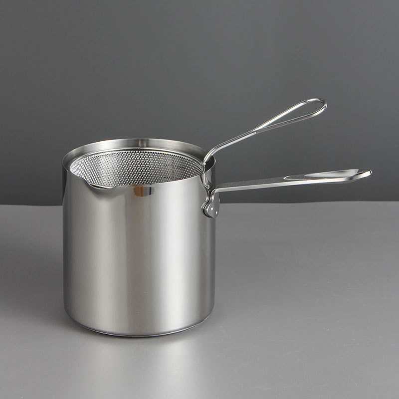 Fryer household deep pot 304 stainless steel gas mini pot Japanese style tempura oil-saving small fryer with filter