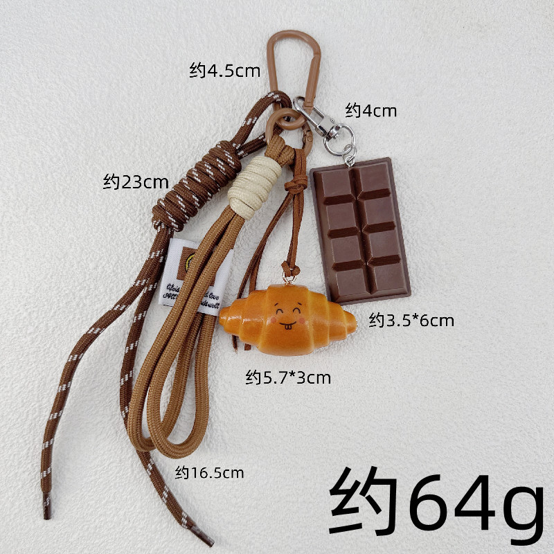 Comida de simulación de viento ins, bolsa de superficie de agua alcalina transfronteriza miu, colgante de chocolate, joyería, llavero de personalidad linda