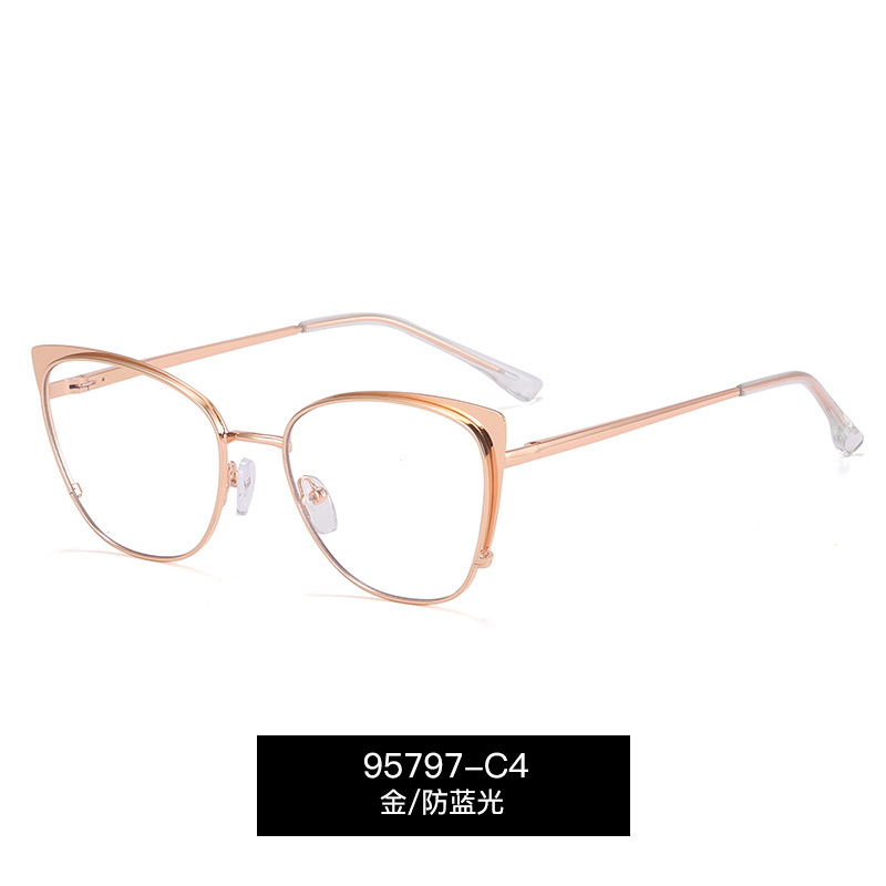 95797 metal primavera pierna marco gafas Marco europeo y americano anti-azul luz gafas ins moda marco completo gafas para las mujeres