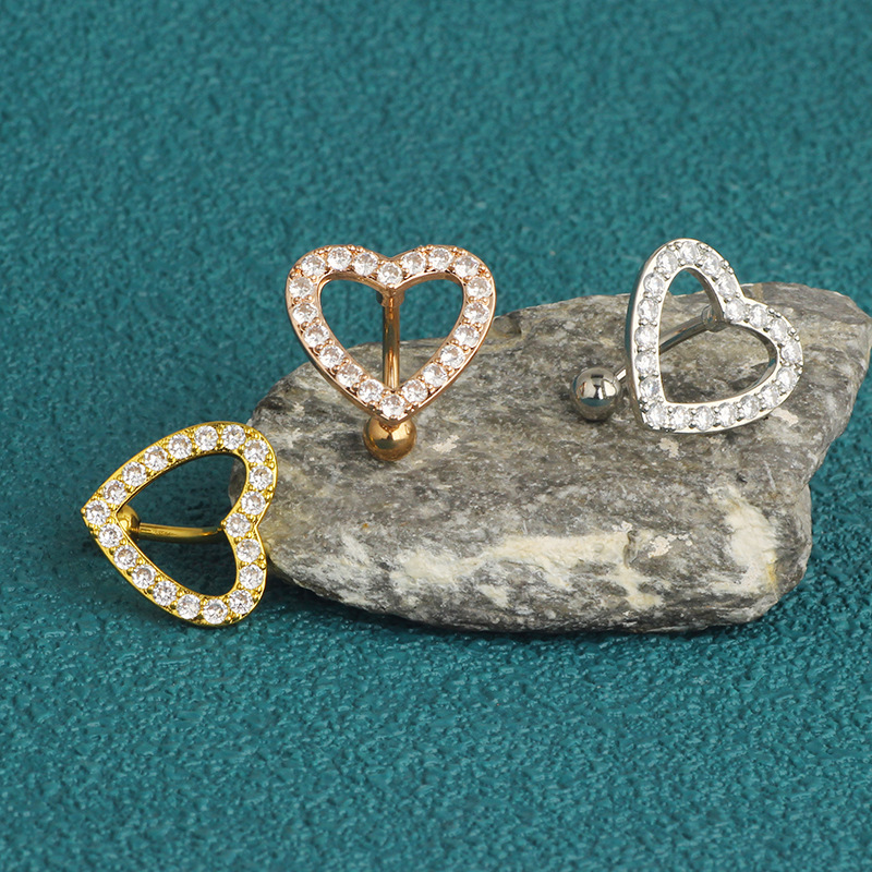Heart Shape Pattern Unisex Gender 1 Piece Belly Rings Casual Streetwear Heart Shape 306 Stainless Steel Plating Belly Rings