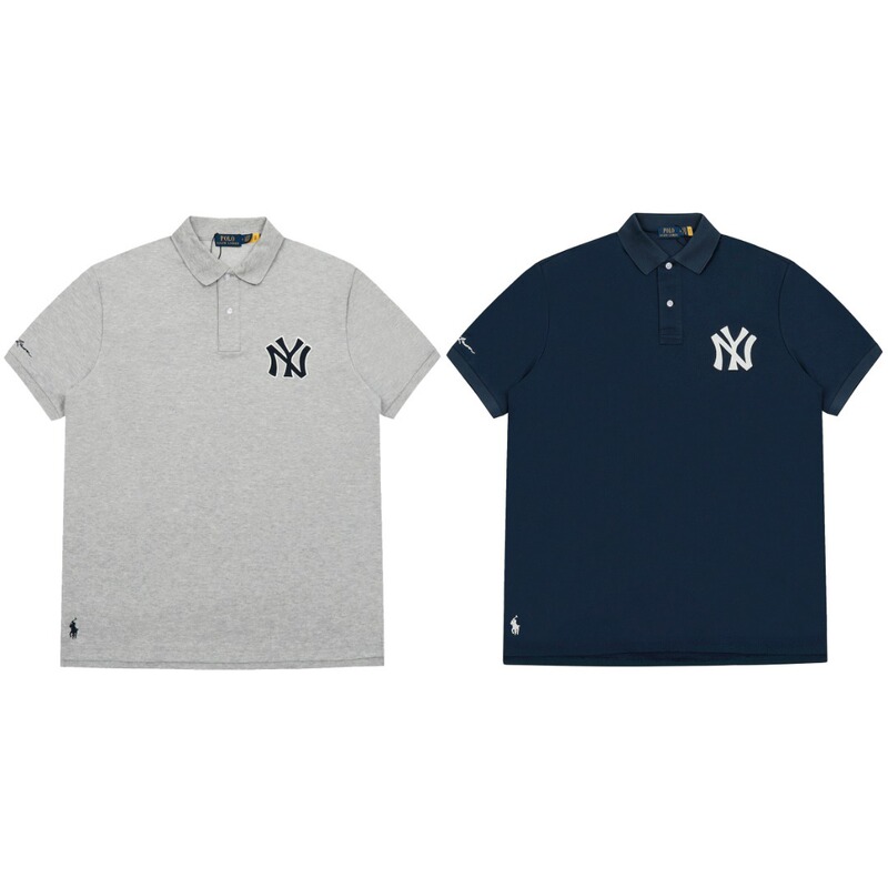 Trendy Brand New RL Embroidered Pony Mark Co-branded NY All-match Men and Women Couple Casual Lapel POLO Short-sleeved T-shirt