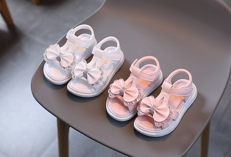 Sandali principessa per bambina con fiocco e perle_voghion.com